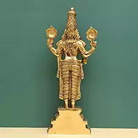 Brass Tirupati Balaji Venkateshwara Idol - 19 inch Height | Revered Brass Idol of Tirupati Balaji Venkateshwara for Spiritual Worship