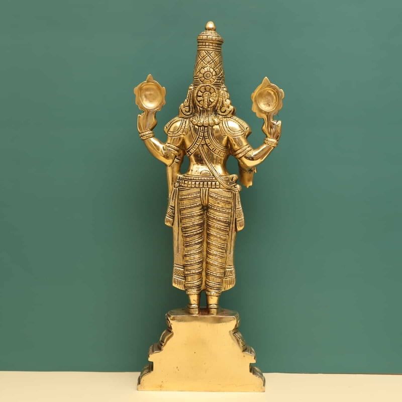 Brass Tirupati Balaji Venkateshwara Idol - 19 inch Height | Revered Brass Idol of Tirupati Balaji Venkateshwara for Spiritual Worship