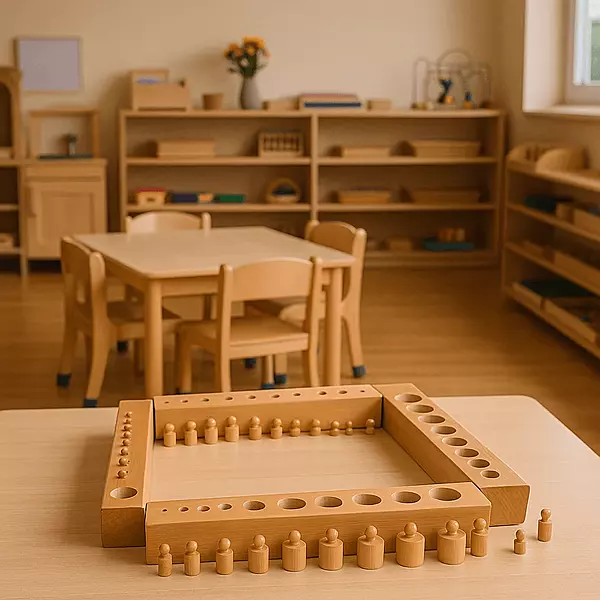 Channapatna Handcrafted Wooden Cylinder Grading Board – Montessori Size Sequencing Educational Toy for Fine Motor Skills & Early Learning