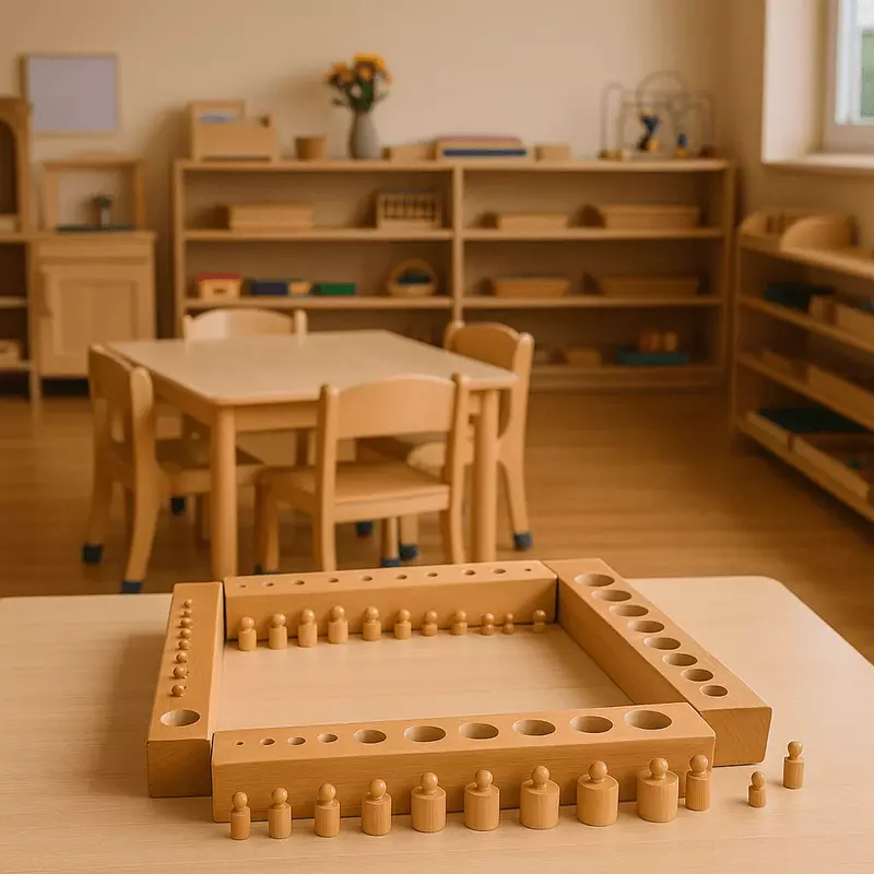 Channapatna Handcrafted Wooden Cylinder Grading Board – Montessori Size Sequencing Educational Toy for Fine Motor Skills & Early Learning