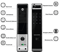 Yale (Roller Latch) Smart Lock Black  Without Handle