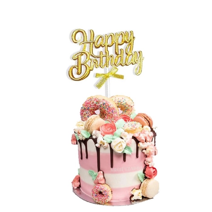 3D Happy Birthday Gold Topper