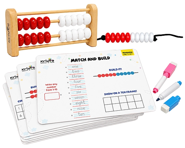 Rekenrek Level 1 | Age 3+ | Ten-Bead String + Twenty-Bead Frame | Write And Wipe Activity Mats