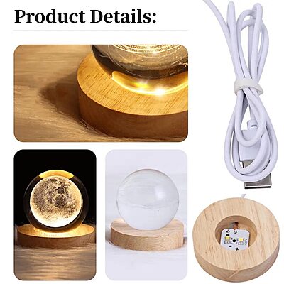 3D Crystal Ball Night Lamp With Wooden Base Pack of 1 3D Crystal Ball Night Lamp With Wooden Base Pack of 1