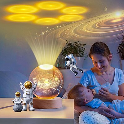 3D Crystal Ball Night Lamp With Wooden Base Pack of 1 3D Crystal Ball Night Lamp With Wooden Base Pack of 1