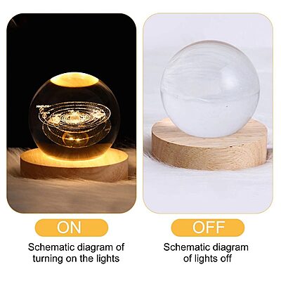 3D Crystal Ball Night Lamp With Wooden Base Pack of 1 3D Crystal Ball Night Lamp With Wooden Base Pack of 1