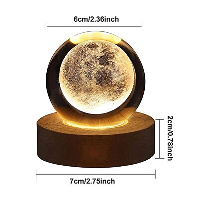 3D Crystal Ball Night Lamp With Wooden Base Pack of 1 3D Crystal Ball Night Lamp With Wooden Base Pack of 1