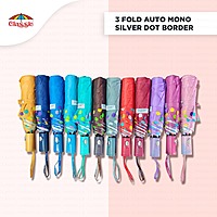 3Fold Auto Mono Dot Border Classic Umbrella | (Pack of 12pcs) | INR 300/piece