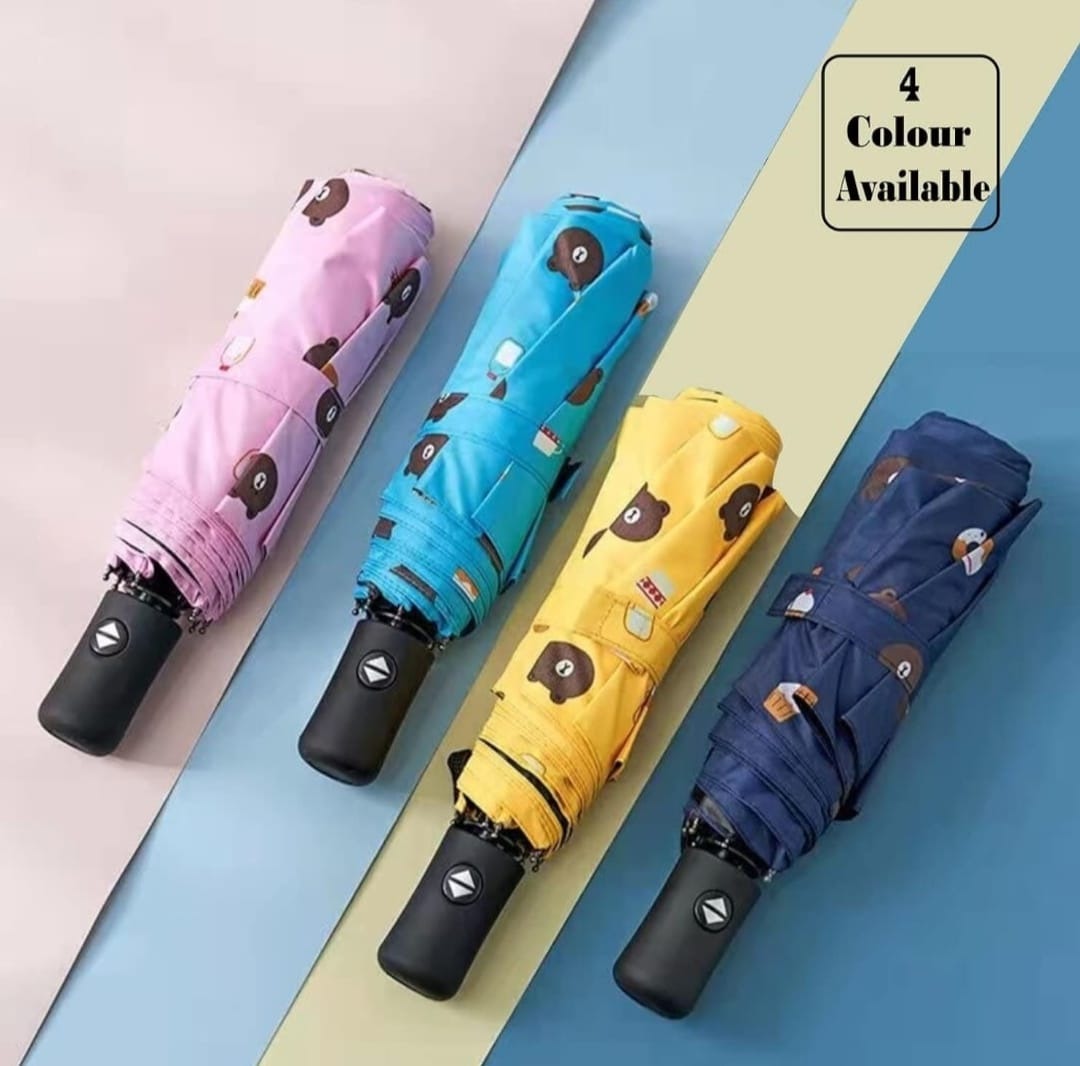 3Fold Automatic Teddy Print Umbrella | (Pack of 12pcs) | INR 250/piece