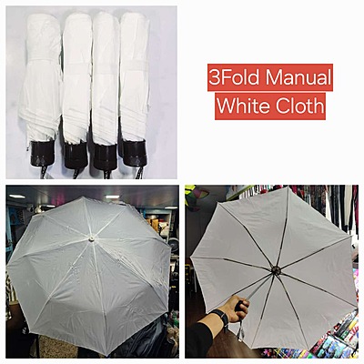 3FOLD WHITE UMBRELLA | (Pack of 12pcs) | INR 180/piece