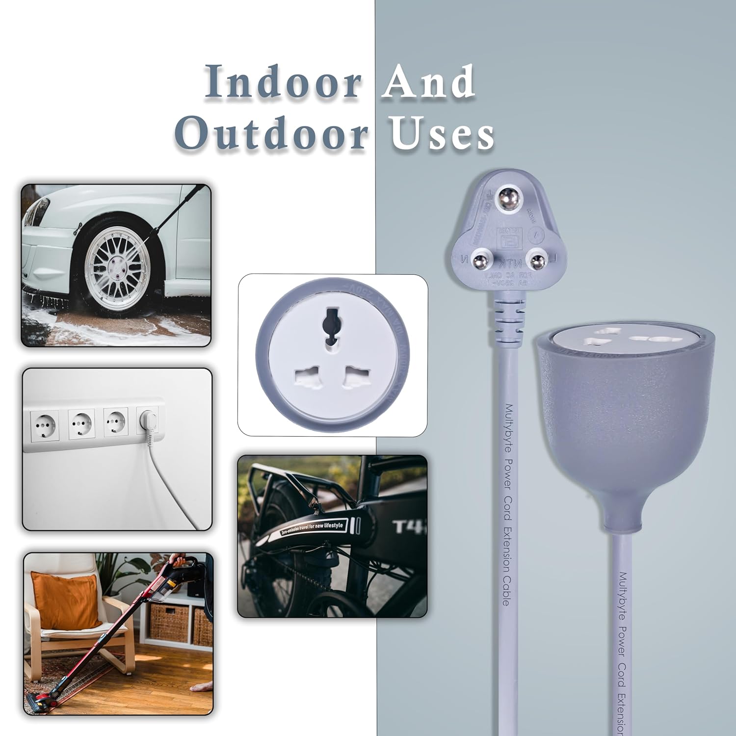 Power Cord Extension Cable (Male to Female) with Heavy Duty Long Wire Cord, Single Outlet Socket, 3 pins Extension Cord for Indoor Outdoor Use Power Cord Extension Cable (Male to Female) with Heavy Duty Long Wire Cord, Single Outlet Socket, 3 pins Extension Cord for Indoor Outdoor Use