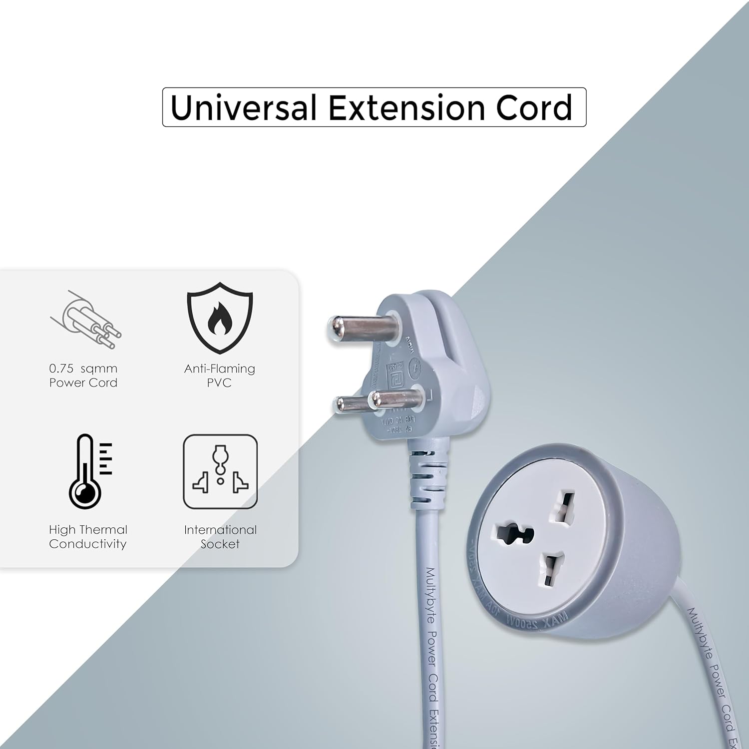 Power Cord Extension Cable (Male to Female) with Heavy Duty Long Wire Cord, Single Outlet Socket, 3 pins Extension Cord for Indoor Outdoor Use Power Cord Extension Cable (Male to Female) with Heavy Duty Long Wire Cord, Single Outlet Socket, 3 pins Extension Cord for Indoor Outdoor Use