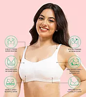 Enamor Antimicrobial Minimizer Everyday Cotton Bra for Women - Padded, Wirefree, Full Coverage - A058