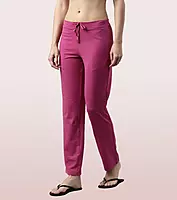 Enamor Essentials Womens E014-Mid Rise Slim Fit Basic Straight Leg Lounge Pants
