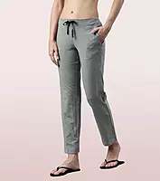 Enamor Essentials Womens E014-Mid Rise Slim Fit Basic Straight Leg Lounge Pants