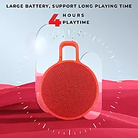 Lapcare Go Beat LBS‑040: 5 W RMS Bluetooth hook speaker with IPX6 water-resistant design, up to 4 hr playback, built-in mic for hands-free calling, compact portable build.