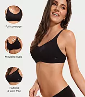 Enamor Antimicrobial Minimizer Everyday Cotton Bra for Women - Padded, Wirefree, Full Coverage - A058