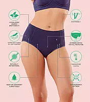Enamor Bamboo Cotton Period Panty - Mid Waist, Full Back Coverage, Extended Protective Lining with Extra Layer at the Crotch IP12