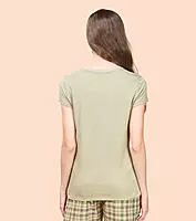 Enamor Essentials Womens E047-Short Sleeve Crew Neck Slim Fit Stretch Cotton Tee