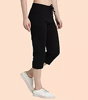 Enamor Mid Rise Capri length Drawstring Closure Lounge Capri for Women - Slim Fit, Soft and Breathable Stretch Cotton - E018