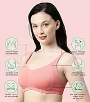 Enamor Antimicrobial Minimizer Everyday Cotton Bra for Women - Padded, Wirefree, Full Coverage - A058