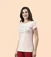 Enamor Essentials Womens E147-Short Sleeve Crew Neck Slim Fit Stretch Cotton Tee