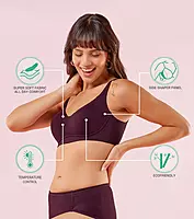 Enamor Innovations Bamboo Bliss, Everyday, Full Support, Women's T-Shirt Bra - Super Soft, Naturally Absorbent & Antimicrobial, Padded, Wirefree, High Coverage- A077