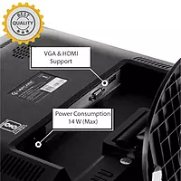 LapCare LM17SQ: 17″ HD (1440×900) LED monitor with 8 W power usage, VGA + HDMI ports, wall‑mountable, 2/6 ms response, flicker‑free.