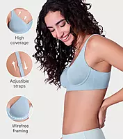 Enamor Bamboo Bliss,Plunge,super soft , Women's everyday T-Shirt Bra -naturally absorbent & Antimicrobial, Padded, Wirefree, High Coverage- IO05