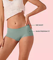 Enamor Innovations Invisi, All Day Comfort, Mid Waist Boyshorts Panty for Women - No Visible Panty Lines, Breathable, Sweat wicking, Free Cut, Full Coverage - PS40