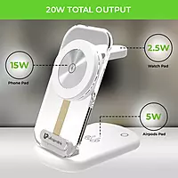 UltraProlink UM1006CRWHT - Vylis Crystal 3 in 1 Wireless Charging Dock with Adapter