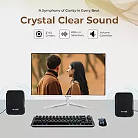 Lapcare LUS‑204 (Twinny 2 compact USB-powered speaker set delivering 5 W×2 stereo sound 3.5 mm AUX input, inline volume control distortion‑free output compatible with PCs