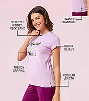 Enamor Essentials Womens E147-Short Sleeve Crew Neck Slim Fit Stretch Cotton Tee