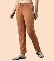 Enamor Essentials Womens E014-Mid Rise Slim Fit Basic Straight Leg Lounge Pants