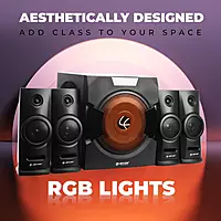 Lapcare Audi 24 LHT-060 offers 100W output, RGB lighting, AUX/USB/FM input, Bluetooth, and remote control. Enjoy immersive cine-style sound.