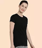 Enamor Essentials Womens E047-Short Sleeve Crew Neck Slim Fit Stretch Cotton Tee