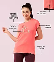 Enamor Essentials Womens E147-Short Sleeve Crew Neck Slim Fit Stretch Cotton Tee