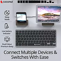 Coconut Wonder WK23 Wireless Keyboard (Bluetooth & Wireless, Sleek Design, Responsive Keys, Comfortable Typing Experience, 1 Year Warranty)