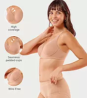 Enamor Bamboo Bliss,Plunge,super soft , Women's everyday T-Shirt Bra -naturally absorbent & Antimicrobial, Padded, Wirefree, High Coverage- IO05