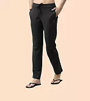 Enamor Essentials Womens E014-Mid Rise Slim Fit Basic Straight Leg Lounge Pants