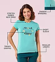 Enamor Essentials Womens E147-Short Sleeve Crew Neck Slim Fit Stretch Cotton Tee