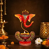 Metal Hand Painted Ganesha T - light holder