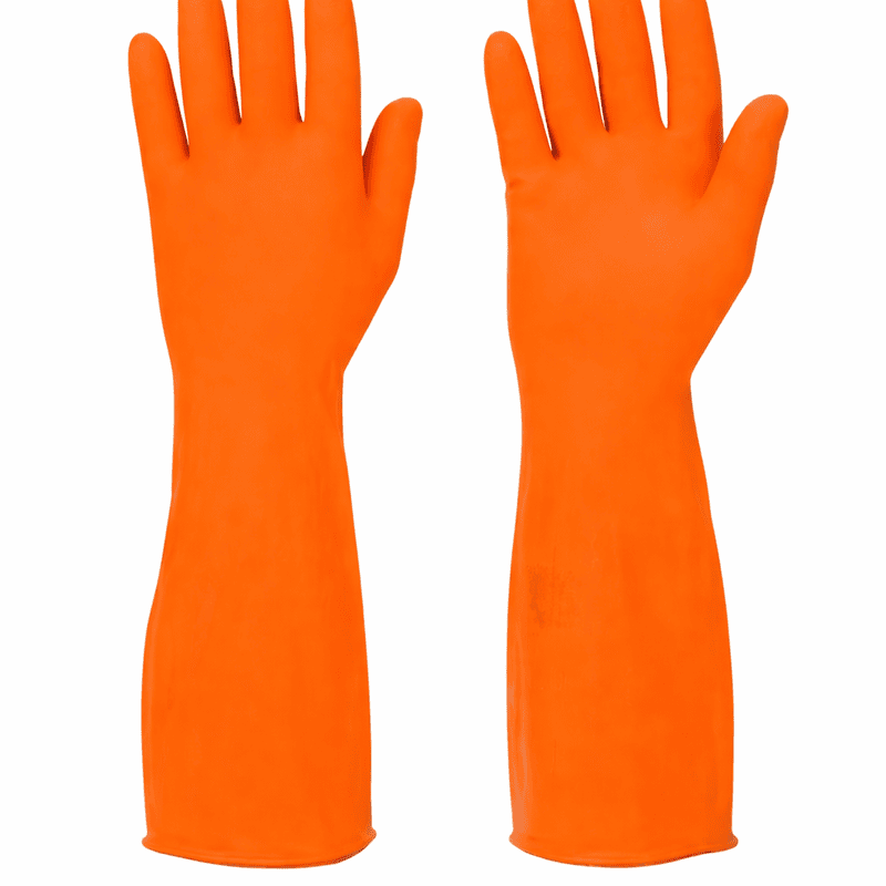 Orange Rubber hand gloves Heavy Duty 12"