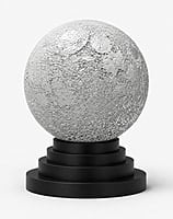 3D printed moon sculpture with display base