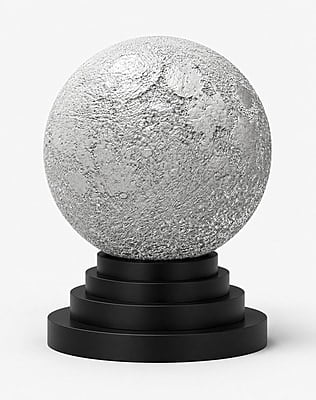 3D printed moon sculpture with display base