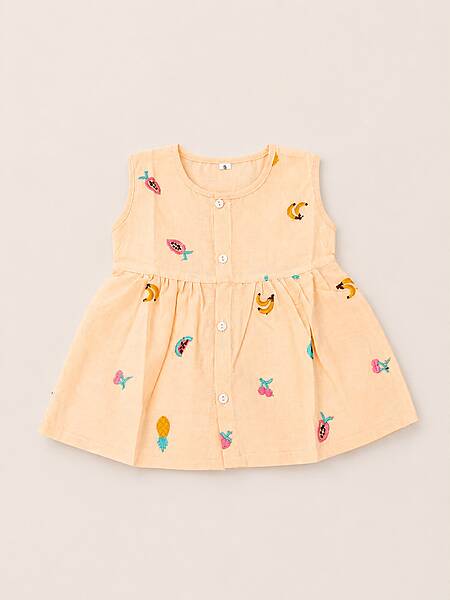 Alai Cotton Embroidered Baby Frock - Orange Alai Cotton Embroidered Baby Frock - Orange