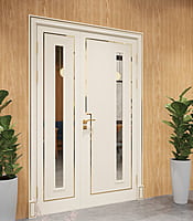 Classic Ivory 3D HDHMR Double Door with Vertical Panel Design