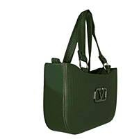 Elegant dark green handbag with textured finish