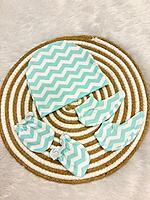 Mint Wave Baby Cap, Mittens & Booties Set