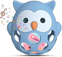 Baby Owl Silicone Teether and Rattle – Soft Sensory Soother for Infants